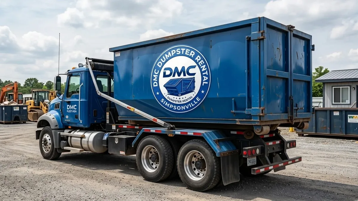Serving Simpsonville and the Simpsonville area DMC Dumpster Rental Simpsonville roll-off truck serving Simpsonville and the Simpsonville area